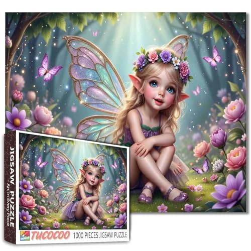 Jigsaw Puzzles 1000 Stück für Erwachsene-Fee geflügelten Mädchen Hartfaserplatte Puzzle-Herausfordernde Puzzle perfekt für Spiel Nächte-DIY Home Wall Decor Fairy Sitting on Giant Pink Flower Art Jigsaw Puzzles 1000 Stück für Erwachsene-Fee geflügelten Mädchen Hartfaserplatte Puzzle-Herausfordernde Puzzle perfekt für Spiel Nächte-DIY Home Wall Decor Fairy Sitting on Giant Pink Flower Art von Walarky