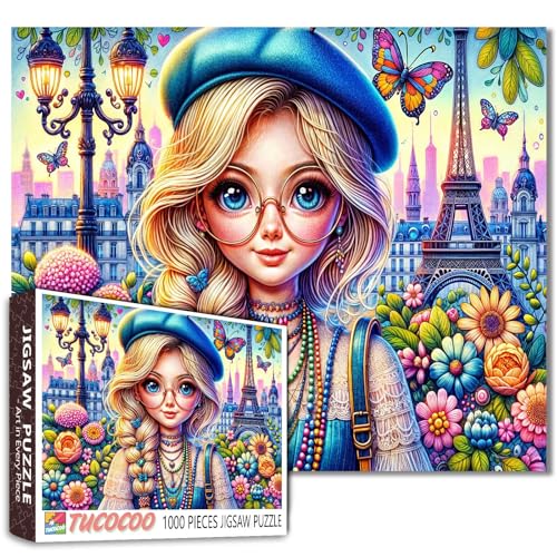 Mädchen unter dem Eiffelturm 1000 Teile Puzzle Helle Farbe Blumenpuzzle für Erwachsene Geschenke Schönes Mädchen Herausforderndes Puzzle Perfekt für Spieleabende Mädchen unter dem Eiffelturm 1000 Teile Puzzle Helle Farbe Blumenpuzzle für Erwachsene Geschenke Schönes Mädchen Herausforderndes Puzzle Perfekt für Spieleabende von Walarky