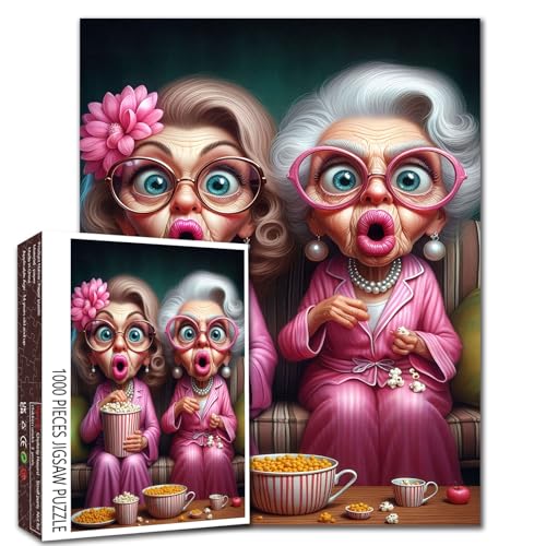Movie Night Oma Puzzle - 1000 Teile Lustiges Puzzle für Erwachsene mit Popcorn, Pyjamas, schockierten Gesichtern, niedlichen älteren Frauen, Freunden, Puzzles 68,6 x 50,8 cm, Heimdekoration, Geschenk Movie Night Oma Puzzle - 1000 Teile Lustiges Puzzle für Erwachsene mit Popcorn, Pyjamas, schockierten Gesichtern, niedlichen älteren Frauen, Freunden, Puzzles 68,6 x 50,8 cm, Heimdekoration, Geschenk von Walarky