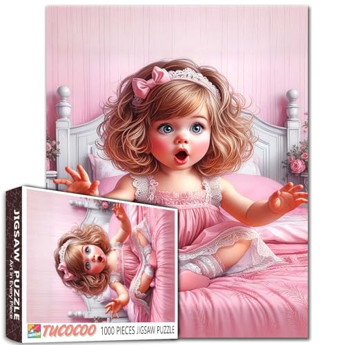 Niedliche rosa Puppe auf Bett sitzend 1000 Teile Puzzle für Erwachsene Studenten Große Blaue Augen Lockiges Haar Mädchen Schleife Rosa Kleid Schlafzimmer Szene Ästhetische Raumdekoration Kunst Niedliche rosa Puppe auf Bett sitzend 1000 Teile Puzzle für Erwachsene Studenten Große Blaue Augen Lockiges Haar Mädchen Schleife Rosa Kleid Schlafzimmer Szene Ästhetische Raumdekoration Kunst von Walarky