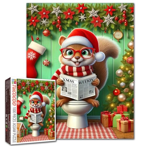 Niedliches Eichhörnchen-Puzzle für Erwachsene, lustiges Tier auf Toilette, Puzzle, buntes DIY-Handwerk, Heimdekoration, Weihnachtsgeschenk für Erwachsene, Familien, 50,8 x 68,9 cm, 1000 Teile Niedliches Eichhörnchen-Puzzle für Erwachsene, lustiges Tier auf Toilette, Puzzle, buntes DIY-Handwerk, Heimdekoration, Weihnachtsgeschenk für Erwachsene, Familien, 50,8 x 68,9 cm, 1000 Teile von Walarky