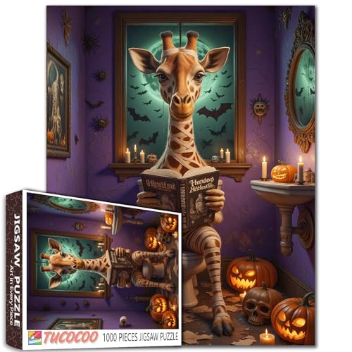 Niedliches Giraffen-Puzzle, 1000-teiliges Puzzle, Halloween, Badezimmer-Szene, lustige Toilette, Lesen, Zeitung, Erwachsene, Anfänger, Familienaktivität, DIY, Basteln, Heimdekoration, Geschenk, 68 x Niedliches Giraffen-Puzzle, 1000-teiliges Puzzle, Halloween, Badezimmer-Szene, lustige Toilette, Lesen, Zeitung, Erwachsene, Anfänger, Familienaktivität, DIY, Basteln, Heimdekoration, Geschenk, 68 x von Walarky