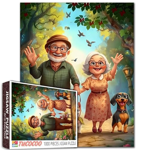 Old Man and Old Woman 1000 Piece Jigsaw Puzzles for Adults Couple Walking Painting Jigsaw Puzzle Cute Animal Dog 1000 Pieces Puzzles 20''x27 „inch DIY Craft Puzzle Art Wall Decor Family Challengings Old Man and Old Woman 1000 Piece Jigsaw Puzzles for Adults Couple Walking Painting Jigsaw Puzzle Cute Animal Dog 1000 Pieces Puzzles 20''x27 „inch DIY Craft Puzzle Art Wall Decor Family Challengings von Walarky
