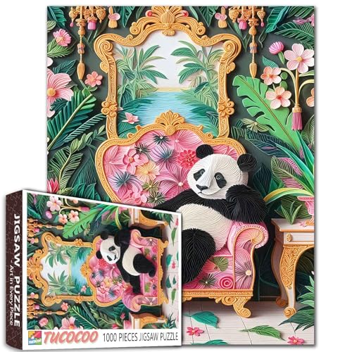 Panda 1000-teiliges Puzzle, lustiges Tier, das auf dem Sofa sitzt, grüne Pflanzen, Blumenfenster, Spiegel, Wohnzimmer, Schlafzimmer, Erwachsene, Anfänger, Familienaktivität, DIY, Basteln Panda 1000-teiliges Puzzle, lustiges Tier, das auf dem Sofa sitzt, grüne Pflanzen, Blumenfenster, Spiegel, Wohnzimmer, Schlafzimmer, Erwachsene, Anfänger, Familienaktivität, DIY, Basteln von Walarky