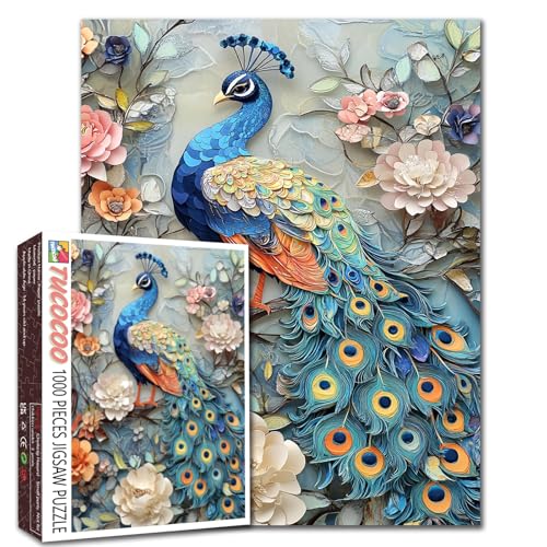 Pfauen-Graffiti-Puzzle, 1000 Teile, niedlich, bunt, lustig, Tier, Blumen, Pflanzen, Szene, Erwachsene, Anfänger, Familienaktivität, DIY, Basteln, Heimdekoration, Geschenk, 68 x 50 cm Pfauen-Graffiti-Puzzle, 1000 Teile, niedlich, bunt, lustig, Tier, Blumen, Pflanzen, Szene, Erwachsene, Anfänger, Familienaktivität, DIY, Basteln, Heimdekoration, Geschenk, 68 x 50 cm von Walarky