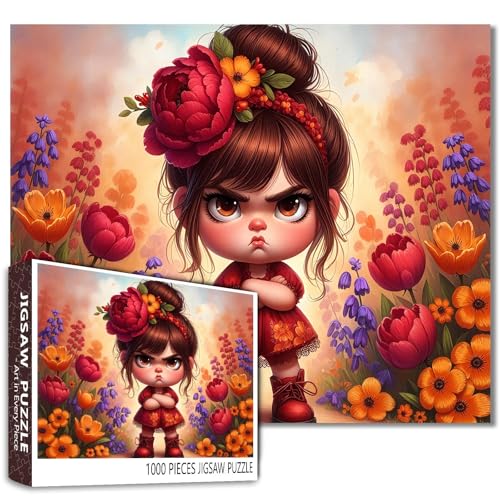Puzzle mit mürrischem Blumenmädchen, 1000 Teile, lustiges Puzzle für Erwachsene mit rotem Kleid, wütendem Ausdruck, blumiger und farbenfroher Gartenszene, lustige, herausfordernde Kunstpuzzles Puzzle mit mürrischem Blumenmädchen, 1000 Teile, lustiges Puzzle für Erwachsene mit rotem Kleid, wütendem Ausdruck, blumiger und farbenfroher Gartenszene, lustige, herausfordernde Kunstpuzzles von Walarky