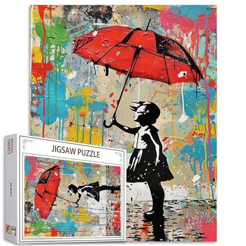 Puzzle mit rotem Regenschirm, 1000 Teile für Erwachsene, abstraktes Banksy-Stil, Puzzles für anspruchsvolle Familienaktivitäten, buntes DIY-Handarbeitspuzzle für Heimdekoration, Geschenke Puzzle mit rotem Regenschirm, 1000 Teile für Erwachsene, abstraktes Banksy-Stil, Puzzles für anspruchsvolle Familienaktivitäten, buntes DIY-Handarbeitspuzzle für Heimdekoration, Geschenke von Walarky