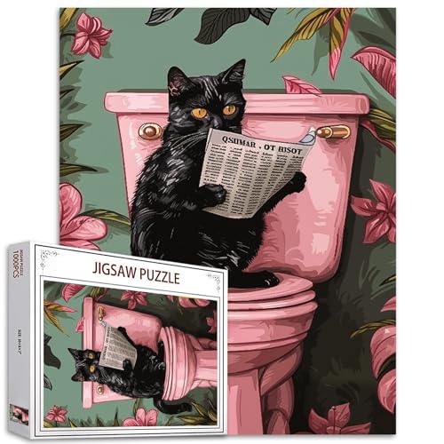 Puzzle mit schwarzer Katze auf Toilette, 1000 Teile, Puzzles für Erwachsene, niedliches Kätzchen, lustiges Badezimmer-Puzzle für anspruchsvolle Familienaktivitäten, buntes DIY-Puzzle für Puzzle mit schwarzer Katze auf Toilette, 1000 Teile, Puzzles für Erwachsene, niedliches Kätzchen, lustiges Badezimmer-Puzzle für anspruchsvolle Familienaktivitäten, buntes DIY-Puzzle für von Walarky