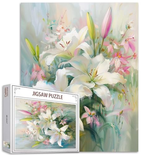 Puzzle mit weißen Lilien für Erwachsene, 1000 Teile, Blumen, blühender Garten, Kunststil, Puzzle, bunt, DIY-Puzzle, für Heimdekoration, Geschenke, Familienpuzzle, perfekt für Spieleabende Puzzle mit weißen Lilien für Erwachsene, 1000 Teile, Blumen, blühender Garten, Kunststil, Puzzle, bunt, DIY-Puzzle, für Heimdekoration, Geschenke, Familienpuzzle, perfekt für Spieleabende von Walarky