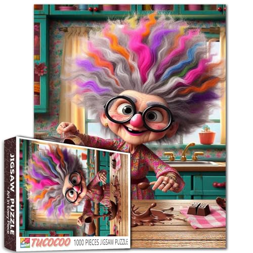 Regenbogen Haar Oma Jigsaw Puzzles für Erwachsene 1000 Stück Vintage Küche DIY Puzzles für anspruchsvolle Familie Aktivität Spiele Ältere Dame Kunst Home Wall Decor Craft Geschenke 20x27 Zoll Regenbogen Haar Oma Jigsaw Puzzles für Erwachsene 1000 Stück Vintage Küche DIY Puzzles für anspruchsvolle Familie Aktivität Spiele Ältere Dame Kunst Home Wall Decor Craft Geschenke 20x27 Zoll von Walarky