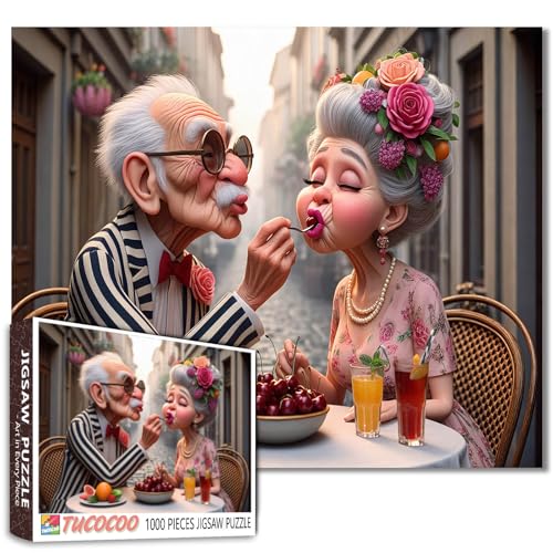 Romantisches älteres Paar Puzzle, 1000 Teile Elegantes Puzzle für Erwachsene mit Kirschdessert, Blumenhaar, Oma und Opa DIY Handwerk Puzzles Herausfordernde Familienspielaktivitäten Heimdekoration Romantisches älteres Paar Puzzle, 1000 Teile Elegantes Puzzle für Erwachsene mit Kirschdessert, Blumenhaar, Oma und Opa DIY Handwerk Puzzles Herausfordernde Familienspielaktivitäten Heimdekoration von Walarky
