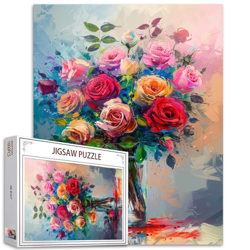 Rosen-Blumen-Puzzles für Erwachsene, 1000 Teile, schönes florales Vintage-Kunststil-Puzzle, buntes DIY-Puzzle, für Heimdekoration, Geschenke, Familienpuzzle, perfekt für Spieleabende Rosen-Blumen-Puzzles für Erwachsene, 1000 Teile, schönes florales Vintage-Kunststil-Puzzle, buntes DIY-Puzzle, für Heimdekoration, Geschenke, Familienpuzzle, perfekt für Spieleabende von Walarky