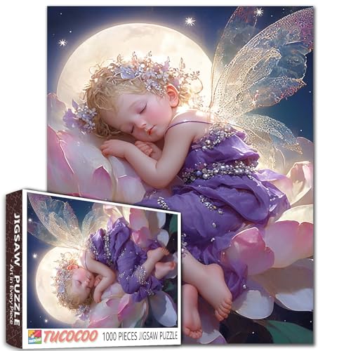 Schlafender Engel auf Lotus 1000 Teile Jigsaw Puzzle für Erwachsene Niedliches Mädchen Porträt Puzzle für Mädchen Geschenke Mondschein Fee Puzzle Kunst Herausforderndes Perfekt Spiel Party Geschenke Schlafender Engel auf Lotus 1000 Teile Jigsaw Puzzle für Erwachsene Niedliches Mädchen Porträt Puzzle für Mädchen Geschenke Mondschein Fee Puzzle Kunst Herausforderndes Perfekt Spiel Party Geschenke von Walarky