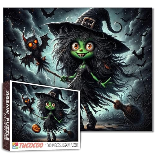Spooky Green Witch Jigsaw Puzzle 1000 Pieces Halloween Night Scene for Adults Bat Art Easy Family for Game Nights Home Wall Decor DIY Craft Gift Spooky Green Witch Jigsaw Puzzle 1000 Pieces Halloween Night Scene for Adults Bat Art Easy Family for Game Nights Home Wall Decor DIY Craft Gift von Walarky