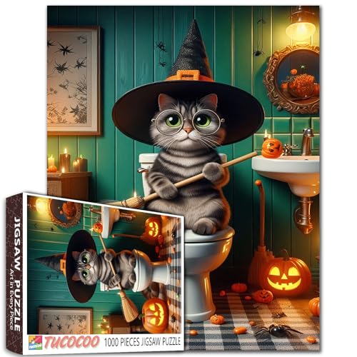 Tabby on Toilet Puzzles for Adults 1000 Pieces Halloween Cat Art Jigsaw Puzzles Broom and Pumpkins Jigsaw Puzzle for Challenging Family Activity Game DIY Craft Puzzle Home Decor Handmade Gifts Tabby on Toilet Puzzles for Adults 1000 Pieces Halloween Cat Art Jigsaw Puzzles Broom and Pumpkins Jigsaw Puzzle for Challenging Family Activity Game DIY Craft Puzzle Home Decor Handmade Gifts von Walarky
