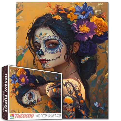 Tag der Toten Jigsaw Puzzle für Erwachsene 1000 Stück Zucker Schädel Frau Kunst 20×27 Zoll mexikanischen Festival Blumen Make-up Fantasy Scenery Puzzles für Studenten Einzigartige Geschenk Zimmer Tag der Toten Jigsaw Puzzle für Erwachsene 1000 Stück Zucker Schädel Frau Kunst 20×27 Zoll mexikanischen Festival Blumen Make-up Fantasy Scenery Puzzles für Studenten Einzigartige Geschenk Zimmer von Walarky