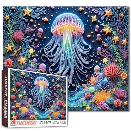 Unterwasser-Quallen-Puzzle, 1000 Teile, 50 x 70 cm, Ozean-Thema, ab 14 Jahren von Walarky
