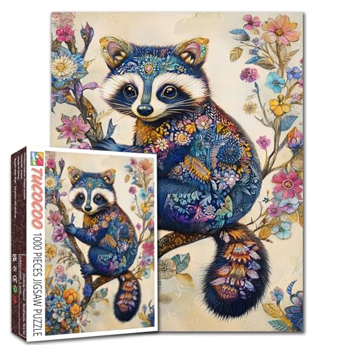 Waschbär-Graffiti-Puzzle, 1000 Teile, niedlich, bunt, lustig, Tier, Blumen, Pflanzen, Szene, Erwachsene, Anfänger, Familienaktivität, DIY, Basteln, Heimdekoration, Geschenk, 68 x 50 cm Waschbär-Graffiti-Puzzle, 1000 Teile, niedlich, bunt, lustig, Tier, Blumen, Pflanzen, Szene, Erwachsene, Anfänger, Familienaktivität, DIY, Basteln, Heimdekoration, Geschenk, 68 x 50 cm von Walarky