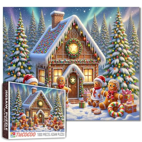 Weihnachten Lebkuchenmann Schneehaus Puzzle Erwachsene 1000 Teile Weihnachtsbaum Puzzle DIY Handwerk Winter Schnee Urlaub Kunst Wohnzimmer Wanddekoration Lustige Geschenke Weihnachten Lebkuchenmann Schneehaus Puzzle Erwachsene 1000 Teile Weihnachtsbaum Puzzle DIY Handwerk Winter Schnee Urlaub Kunst Wohnzimmer Wanddekoration Lustige Geschenke von Walarky