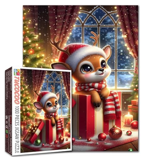 Weihnachtliches Hirsch-Puzzle, 1000 Teile für Erwachsene, perfekt für Familienspielabende, Spaß und herausforderndes Familienspiel, einzigartiges Geschenk, Unterhaltungsspielzeug Weihnachtliches Hirsch-Puzzle, 1000 Teile für Erwachsene, perfekt für Familienspielabende, Spaß und herausforderndes Familienspiel, einzigartiges Geschenk, Unterhaltungsspielzeug von Walarky