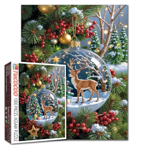 Weihnachtshütte Puzzles für Erwachsene 1000 Teile Weihnachtsstimmung DIY Handarbeit Puzzles Winter Schnee Xmas Kunst Puzzles für Handarbeit Home Decor Challenge Craft Puzzle Spiele von Walarky