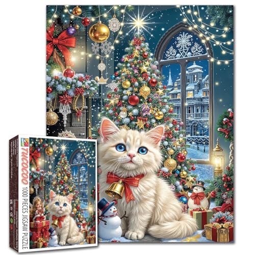 Weihnachtskatze und Weihnachtsbaum Puzzle 1000 Teile für Erwachsene Box Herausfordernde Familienaktivitätsspiele Familienaktivität Perfekt für Spieleabend 19,7 x 27,6 Zoll Weihnachtskatze und Weihnachtsbaum Puzzle 1000 Teile für Erwachsene Box Herausfordernde Familienaktivitätsspiele Familienaktivität Perfekt für Spieleabend 19,7 x 27,6 Zoll von Walarky