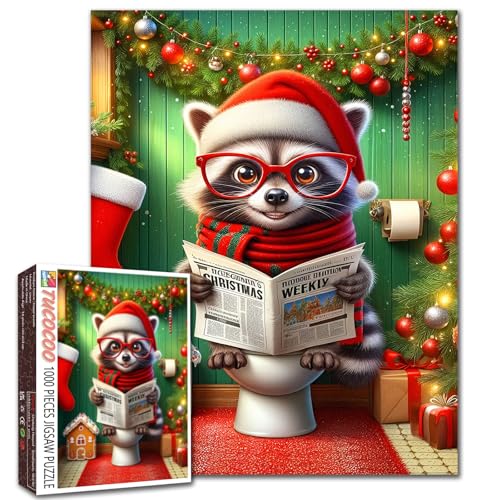 Weihnachtspuzzle Waschbär-Puzzle für Erwachsene, 1000 Teile, niedliches Tier-Zeitungs-Kunst-Puzzle, 50,8 x 68,9 cm, bunt, DIY, Basteln, Weihnachts-Puzzles für Heimdekoration, perfekt für Spieleabende Weihnachtspuzzle Waschbär-Puzzle für Erwachsene, 1000 Teile, niedliches Tier-Zeitungs-Kunst-Puzzle, 50,8 x 68,9 cm, bunt, DIY, Basteln, Weihnachts-Puzzles für Heimdekoration, perfekt für Spieleabende von Walarky