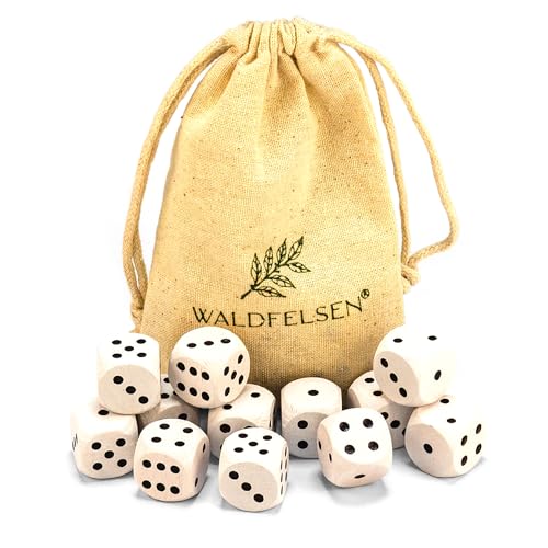 6, 12, 20, 30 oder 50 hochqualitative Holzwürfel aus echtem Buchenholz von Waldfelsen® Augenwürfel Spielwürfel aus Holz in 16 mm Standardwürfel mit Stoffbeutel Würfelset (Weiß, 12 Stück) von Waldfelsen