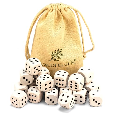 6, 12, 20, 30 oder 50 hochqualitative Holzwürfel aus echtem Buchenholz von Waldfelsen® Augenwürfel Spielwürfel aus Holz in 16 mm Standardwürfel mit Stoffbeutel Würfelset (Weiß, 20 Stück) von Waldfelsen