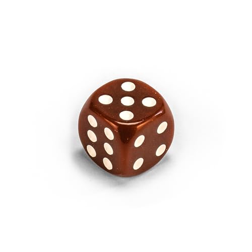Einzelne Bunte Acrylwürfel von Waldfelsen®: Augenwürfel aus Acrylglas Spielmaterial Zubehör Würfel 16 mm W6 D6 Standardgröße Knobel Dice 6-seitig (Farbe: Braun-weiß) von Waldfelsen