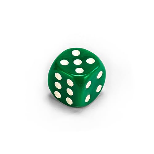 Einzelne Bunte Acrylwürfel von Waldfelsen®: Augenwürfel aus Acrylglas Spielmaterial Zubehör Würfel 16 mm W6 D6 Standardgröße Knobel Dice 6-seitig (Farbe: Grün-weiß) von Waldfelsen