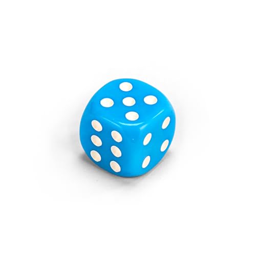Einzelne Bunte Acrylwürfel von Waldfelsen®: Augenwürfel aus Acrylglas Spielmaterial Zubehör Würfel 16 mm W6 D6 Standardgröße Knobel Dice 6-seitig (Farbe: Himmelblau-weiß) von Waldfelsen
