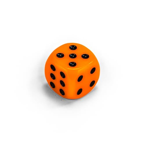 Einzelne Bunte Acrylwürfel von Waldfelsen®: Augenwürfel aus Acrylglas Spielmaterial Zubehör Würfel 16 mm W6 D6 Standardgröße Knobel Dice 6-seitig (Farbe: Orange-schwarz) von Waldfelsen