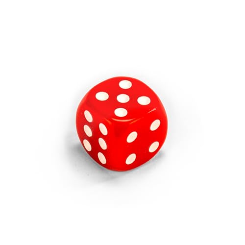 Einzelne Bunte Acrylwürfel von Waldfelsen®: Augenwürfel aus Acrylglas Spielmaterial Zubehör Würfel 16 mm W6 D6 Standardgröße Knobel Dice 6-seitig (Farbe: Rot-weiß) von Waldfelsen