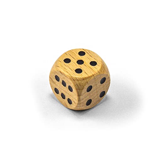 Waldfelsen Einzelne Bunte Holzwürfel Augenwürfel aus Holz in 20 frei konfigurierbar | Spielmaterial Zubehör Würfel 16 mm W6 D6 Standardgröße Knobel Dice 6-seitig (Blanko-schwarz) von Waldfelsen