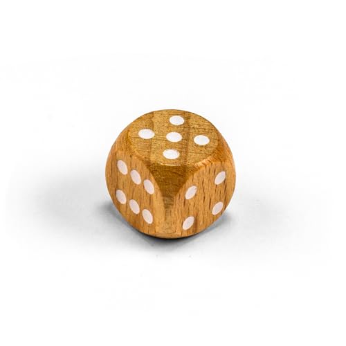 Einzelne Bunte Holzwürfel von Waldfelsen®: Augenwürfel aus Holz in 20 frei konfigurierbar | Spielmaterial Zubehör Würfel 16 mm W6 D6 Standardgröße Knobel Dice 6-seitig (Blanko-weiß) von Waldfelsen