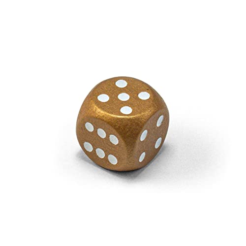 Waldfelsen Einzelne Bunte Holzwürfel Augenwürfel aus Holz in 20 frei konfigurierbar | Spielmaterial Zubehör Würfel 16 mm W6 D6 Standardgröße Knobel Dice 6-seitig (Bronze-weiß) von Waldfelsen