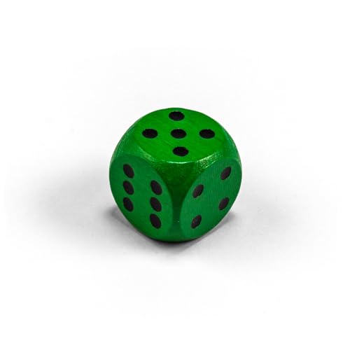 Einzelne Bunte Holzwürfel von Waldfelsen®: Augenwürfel aus Holz in 20 frei konfigurierbar | Spielmaterial Zubehör Würfel 16 mm W6 D6 Standardgröße Knobel Dice 6-seitig (Grün-schwarz) von Waldfelsen