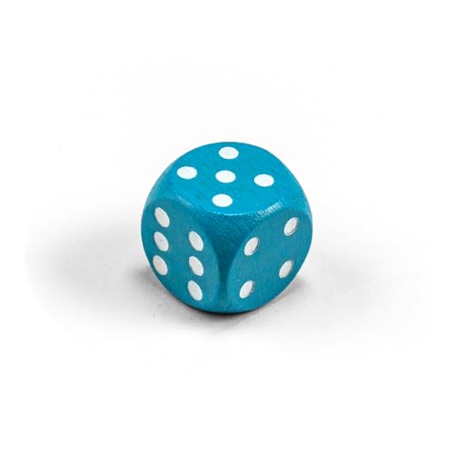 Einzelne Bunte Holzwürfel von Waldfelsen®: Augenwürfel aus Holz in 20 frei konfigurierbar | Spielmaterial Zubehör Würfel 16 mm W6 D6 Standardgröße Knobel Dice 6-seitig (Himmelblau-weiß) von Waldfelsen