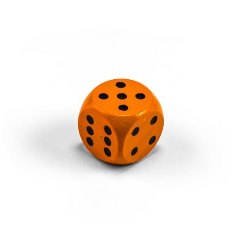 Einzelne Bunte Holzwürfel von Waldfelsen®: Augenwürfel aus Holz in 20 frei konfigurierbar | Spielmaterial Zubehör Würfel 16 mm W6 D6 Standardgröße Knobel Dice 6-seitig (Orange-schwarz) von Waldfelsen