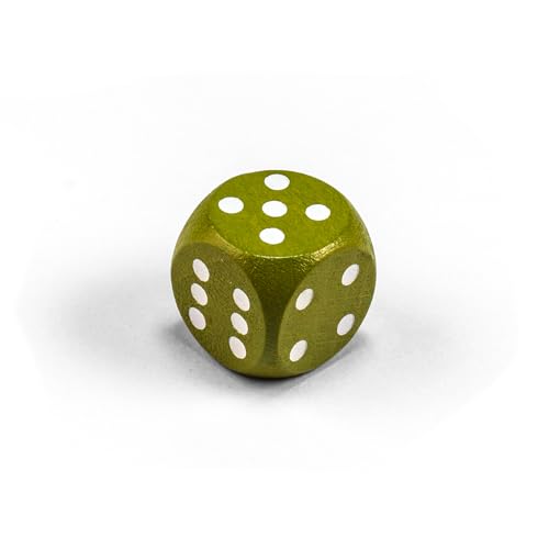 Waldfelsen Einzelne Bunte Holzwürfel Augenwürfel aus Holz in 20 frei konfigurierbar | Spielmaterial Zubehör Würfel 16 mm W6 D6 Standardgröße Knobel Dice 6-seitig (Oliv-weiß) von Waldfelsen