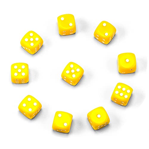 Hochqualitative 16 mm Würfel von Waldfelsen® in 15 Farben Augenwürfel Spielwürfel Set (10 Stück, Gelb) von Waldfelsen