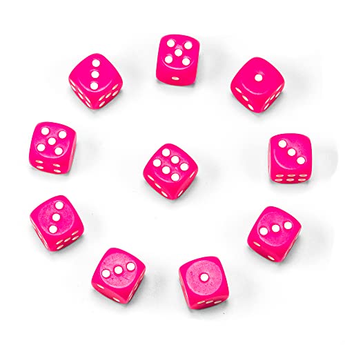Hochqualitative 16 mm Würfel von Waldfelsen® in 15 Farben Augenwürfel Spielwürfel Set (10 Stück, Pink) von Waldfelsen