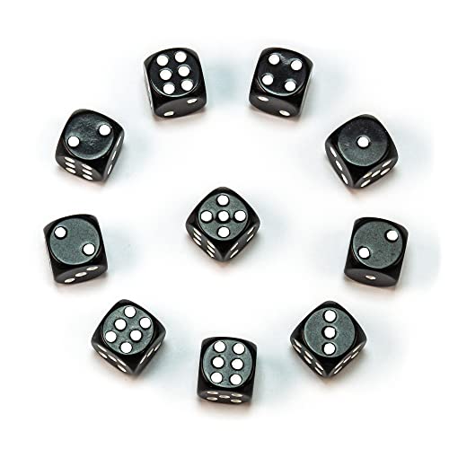 Hochqualitative 16 mm Würfel von Waldfelsen® in 15 Farben Augenwürfel Spielwürfel Set (10 Stück, Schwarz) von Waldfelsen