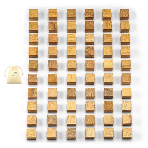 Kleine Holzwürfel von Waldfelsen®: 60 Holzwürfel aus Buchenholz als Blankomaterial oder Zubehör (Größe: 12 mm) von Waldfelsen