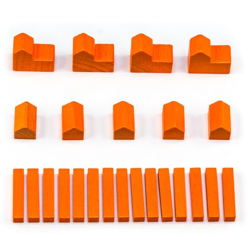 Waldfelsen® Hozfiguren: 4 Städte, 5 Siedlungen und 15 Straßen geeignet für Die Siedler (Farbe: Orange) von Waldfelsen