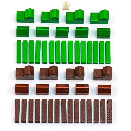 Waldfelsen Spielfiguren aus Holz 8 Städte, 10 Siedlungen und 30 Straßen geeignet für die 5-6 Spieler Ergänzung des Basisspiels von Die Siedler von Waldfelsen