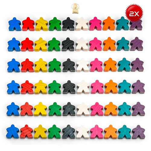 Waldfelsen® 16 mm Meeple aus Holz passend für Carcassonne (120 Stück in 10 Farben) von Waldfelsen