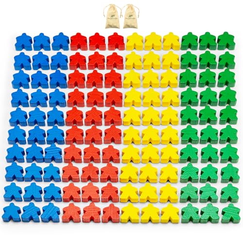 Waldfelsen® 16 mm Meeple aus Holz passend für Carcassonne (120 Stück in 4 Farben) von Waldfelsen