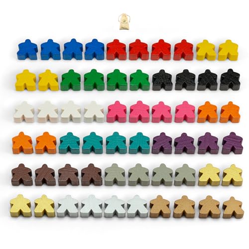 Waldfelsen® 16 mm Meeple aus Holz passend für Carcassonne (60 Stück in 15 Farben) von Waldfelsen
